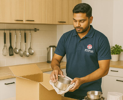 Premium packing and unpacking service using export-grade materials and labelled cartons